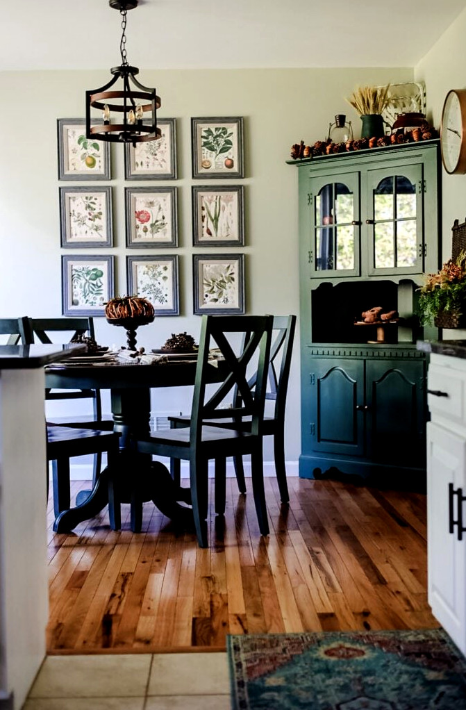 kitchen with a gallery wall