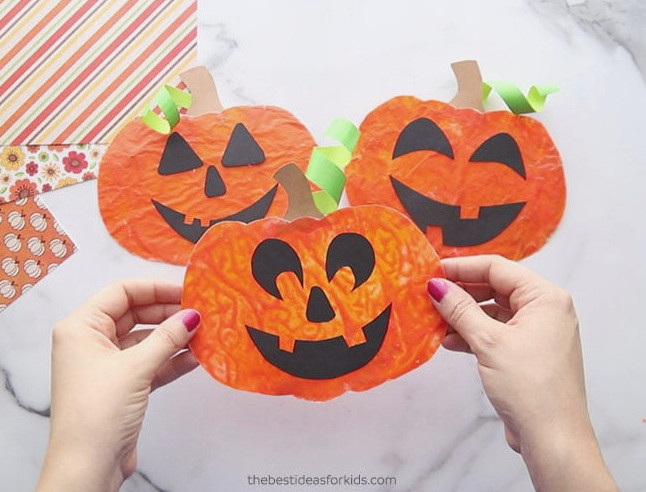 Crayon Melted Pumpkin Suncatcher Craft