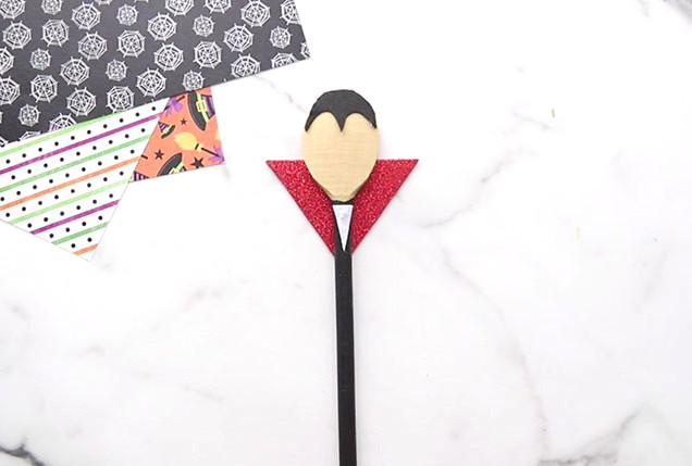 Glue on white felt to vampire