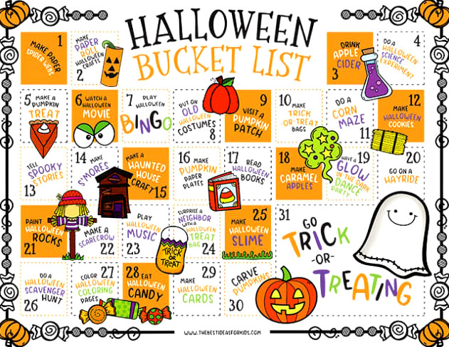 Halloween Calendar Bucket List