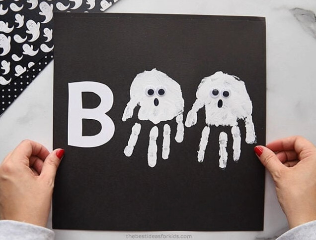 Halloween Ghost Handprint Project