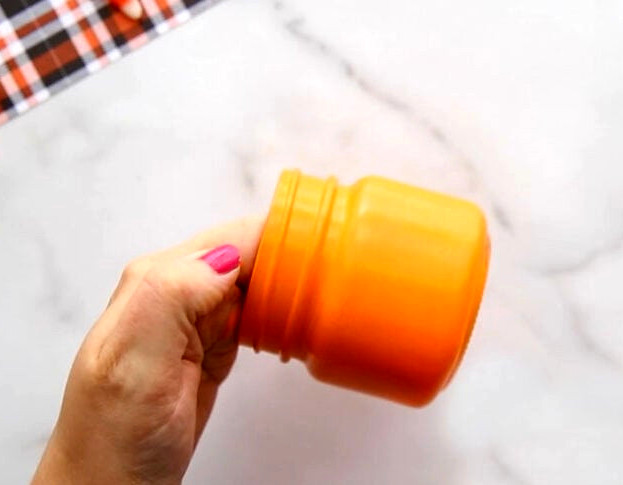 Painting Jar with Orange Paint