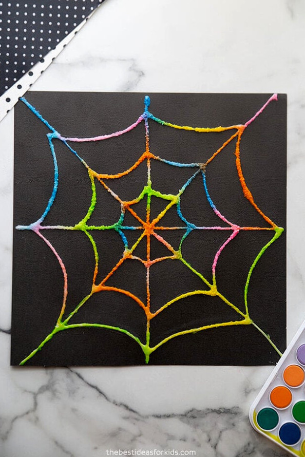 Salt Painted Spiderwebs