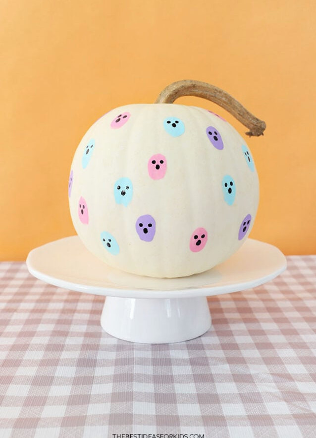 Pumpkins painted with thumbprints