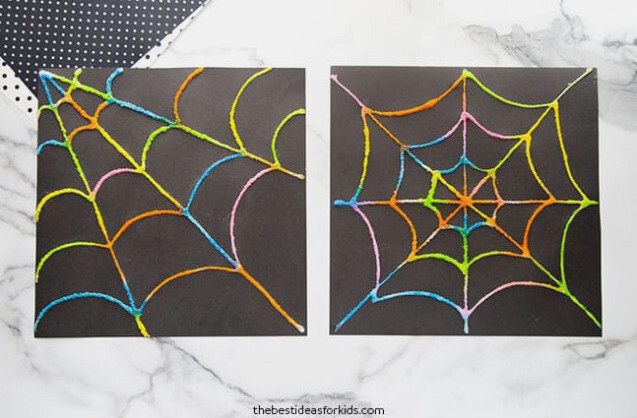 spiderweb salt painting for kids