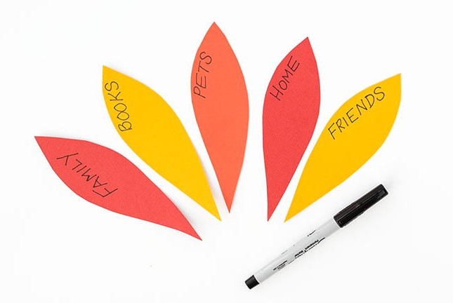 Write grateful thoughts on feathers