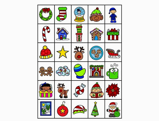 Calling Cards for Christmas Bingo
