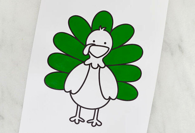 Color the turkey tail feathers