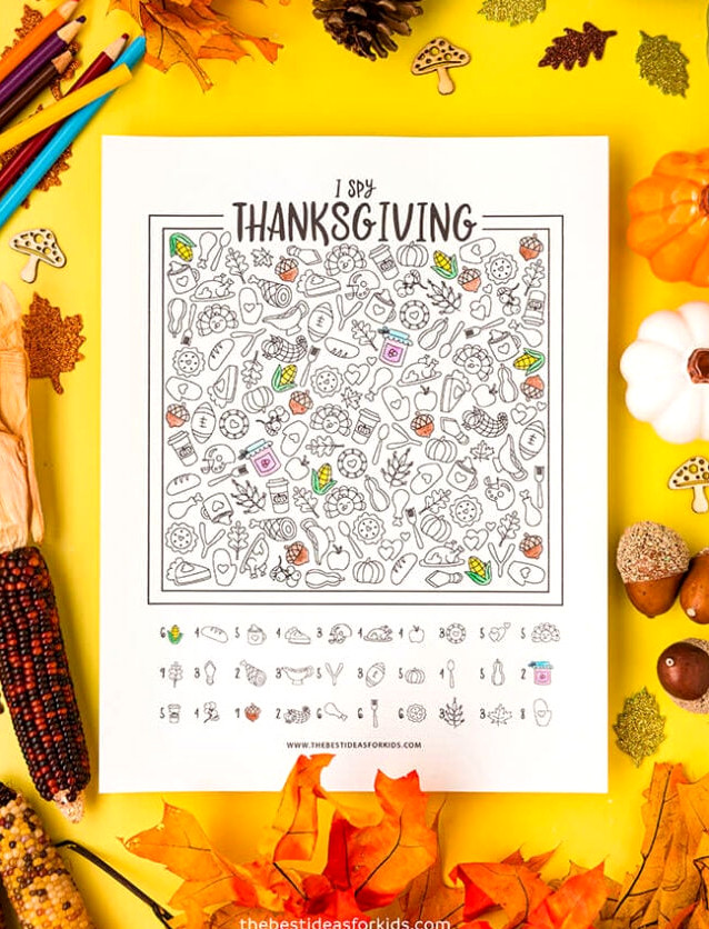 Coloring Page I Spy Thanksgiving