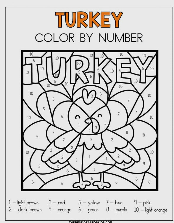 Free Printable Turkey Color by Code