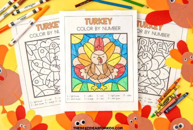 Free Printable Turkey Color by Number