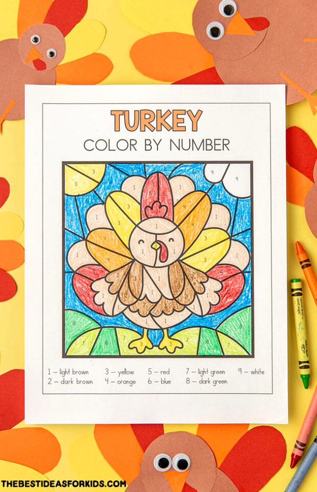 Free Turkey Color by Number Sheet