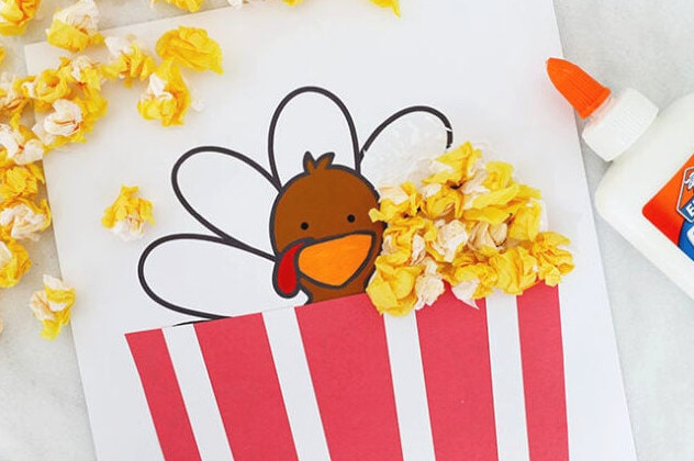 Attach the tissue paper popcorn