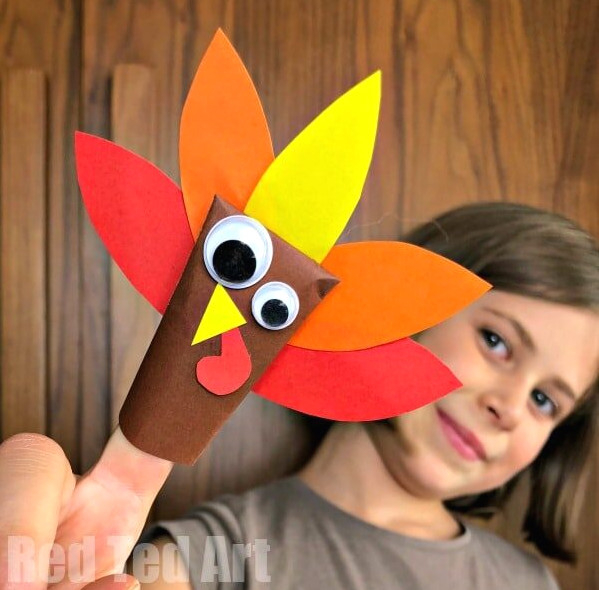 Paper turkey finger puppet