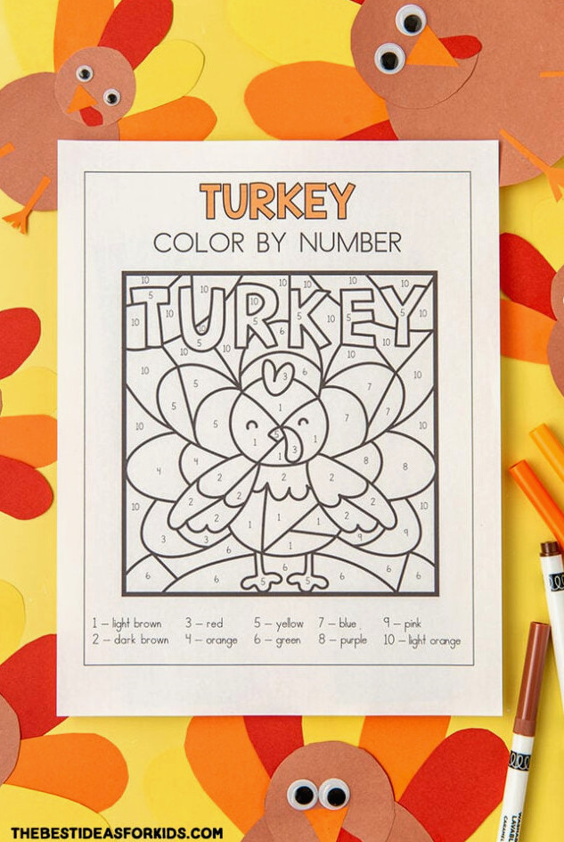 Printable Turkey Color by Number