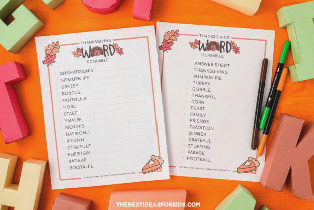 Thanksgiving Word Scramble Printable