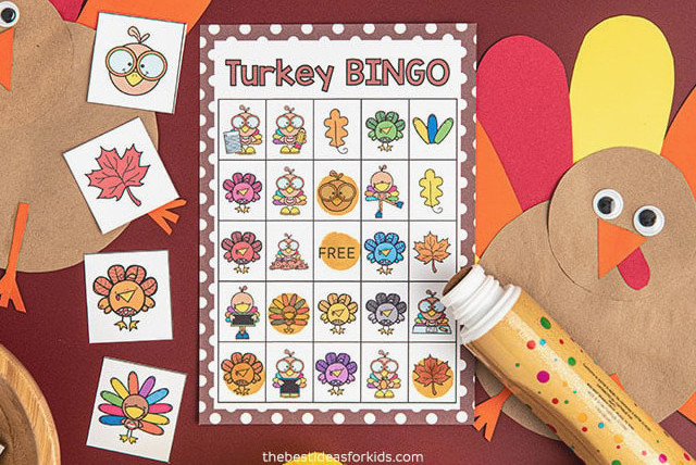 Turkey Bingo Game for Kids