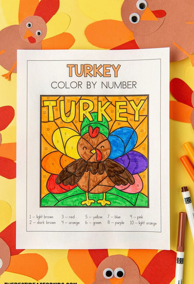 Turkey Color by Number Free Printable