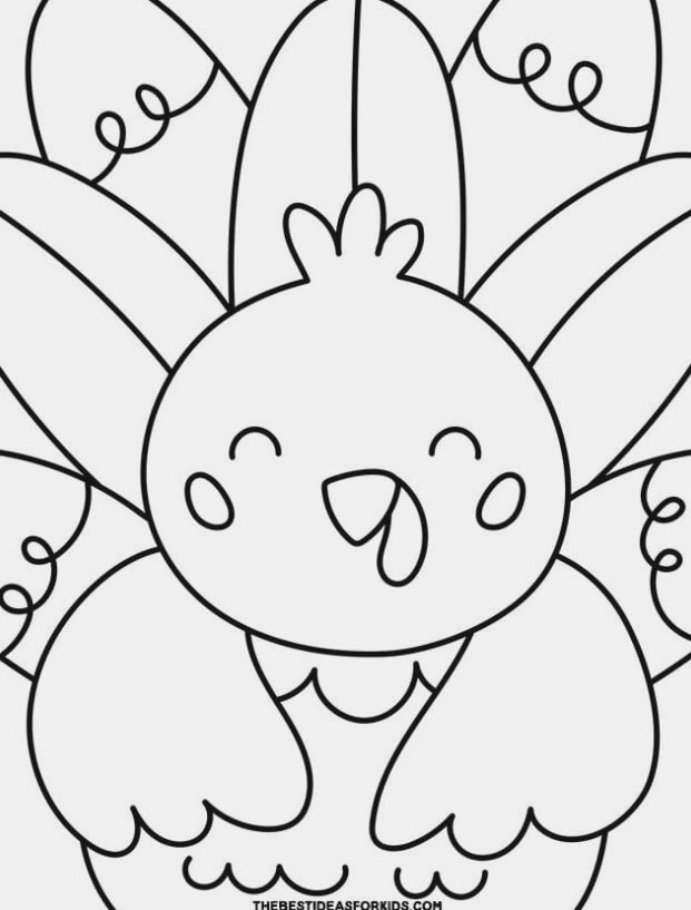 close up turkey coloring page