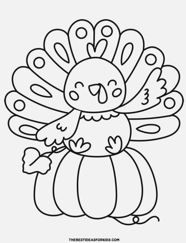 cute turkey and pumpkin coloring page