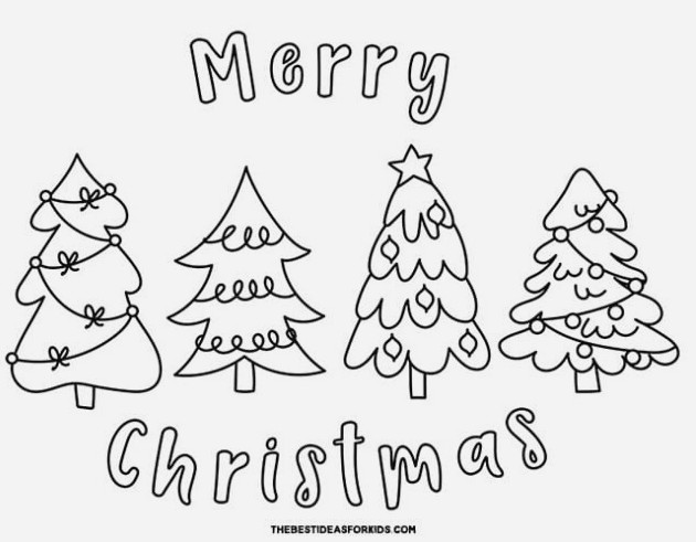 merry christmas tree coloring page