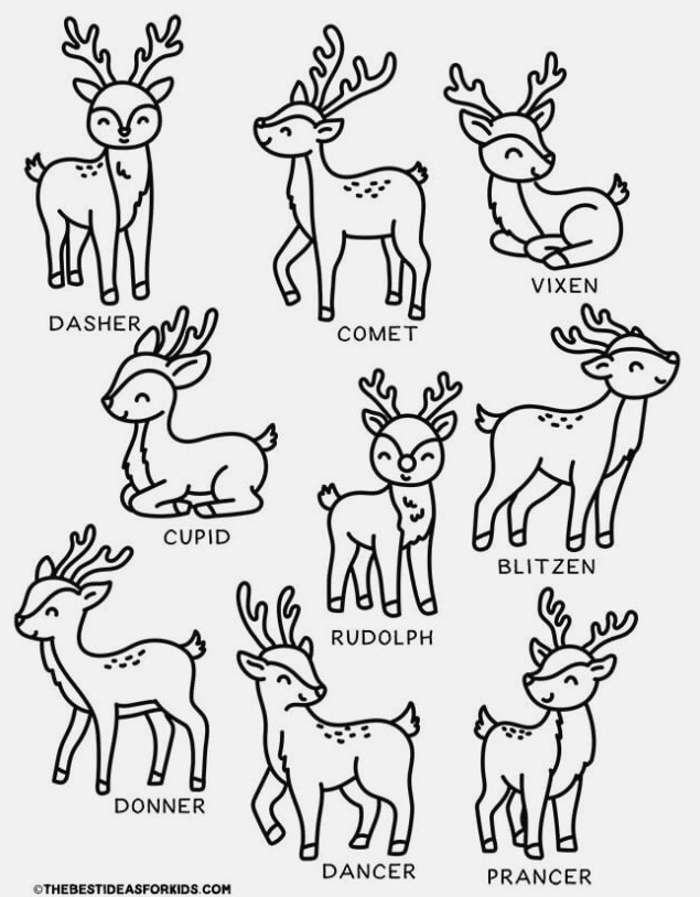santas reindeer coloring page