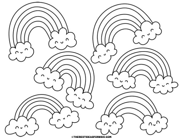 6 rainbows coloring page