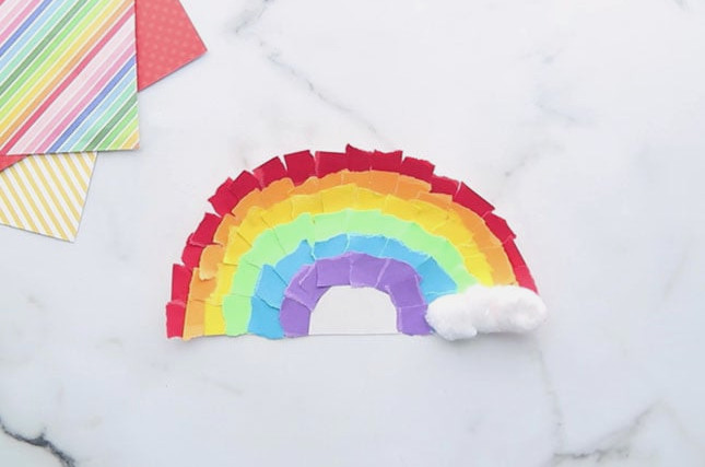 Add Cotton Balls to Paper Plate Rainbow