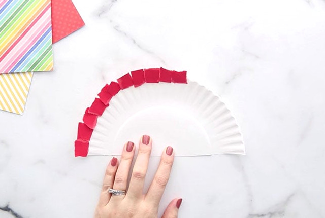 Add Red Scrap Paper Around Paper Plate