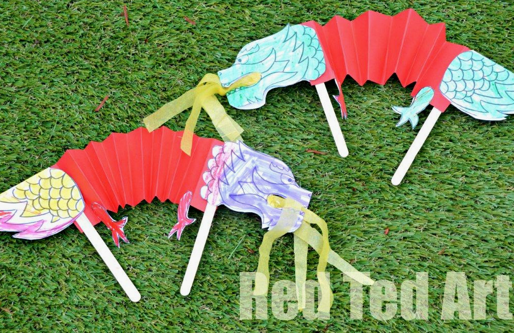 Chinese New Year Crafts for Kids - Dragon Puppets