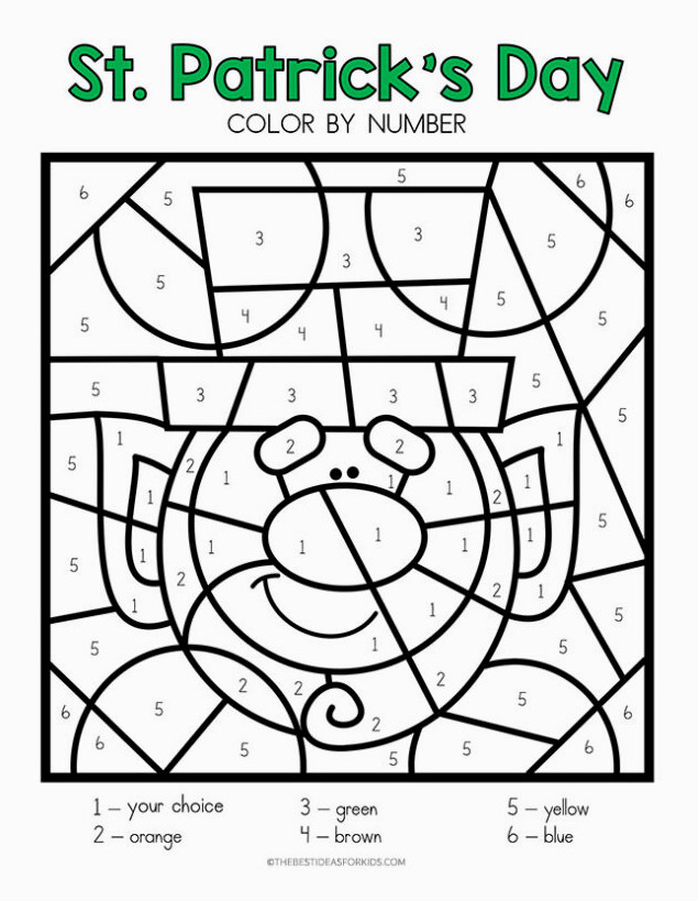 Color by Number St Patrick's Day Leprechaun