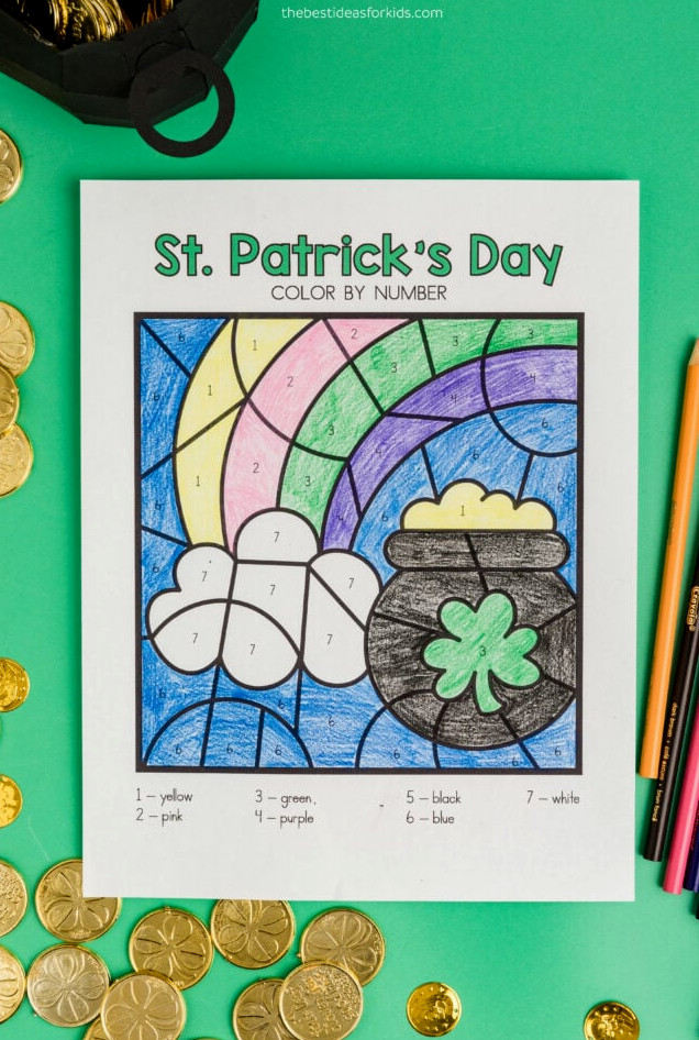 Printable St Patrick's Day Color by Number Sheet