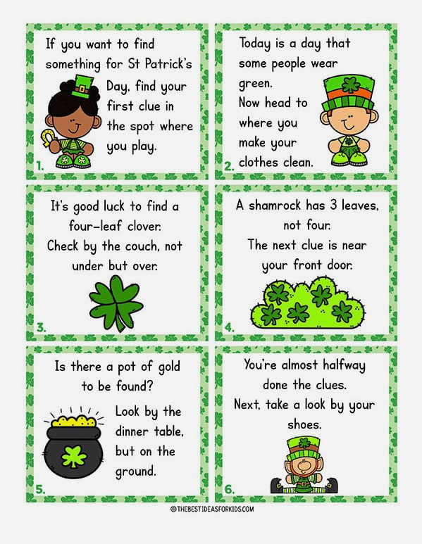 Free Printable St Patricks Day Scavenger Hunt