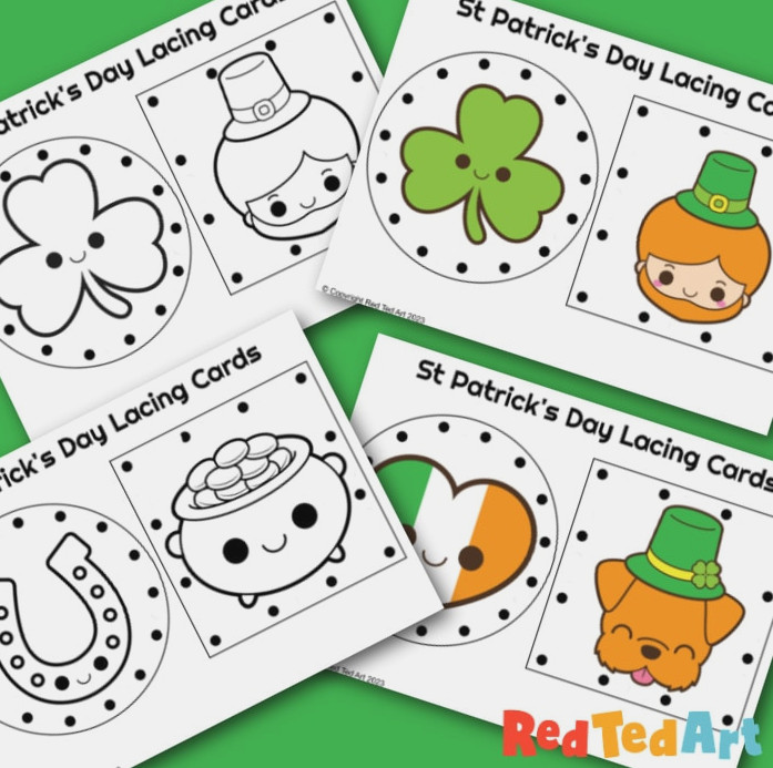 St Patrick's Day Lacing Cards
