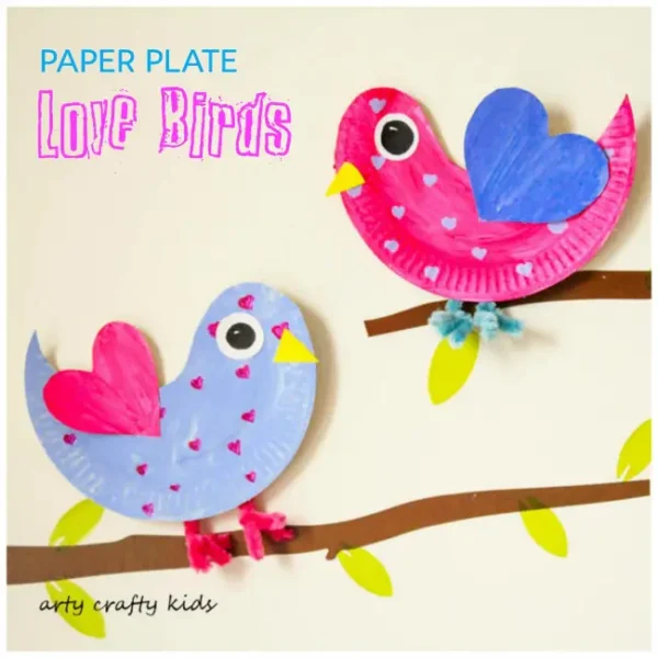 paper plate love birds