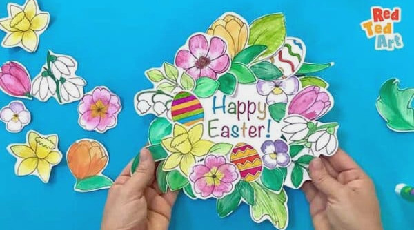 finished paper plate wreath for Easter