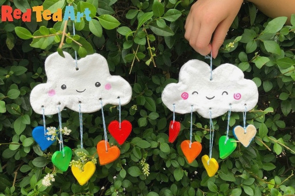 Saltdough rainbows - Salt Dough Rainbow Hearts