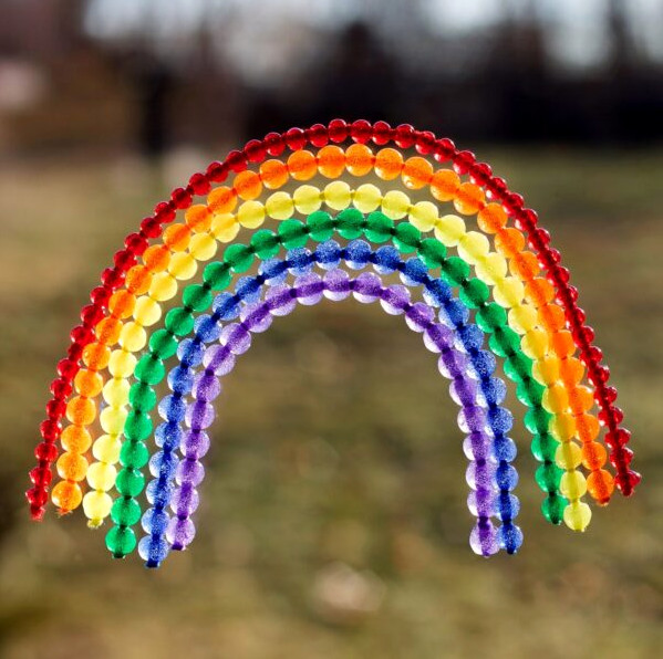 Beaded rainbow suncatchers for preschoolers