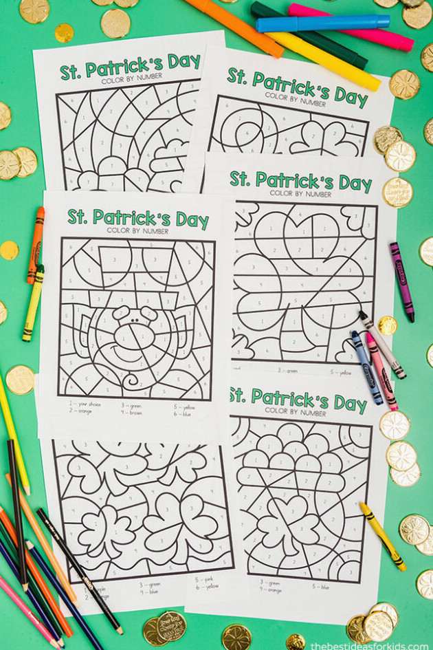 Printable St Patrick's Day Color by Number Pages