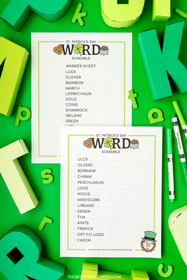 Word Scramble Printable St Patrick's Day