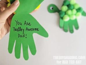 handprint cut out with Father's Day message