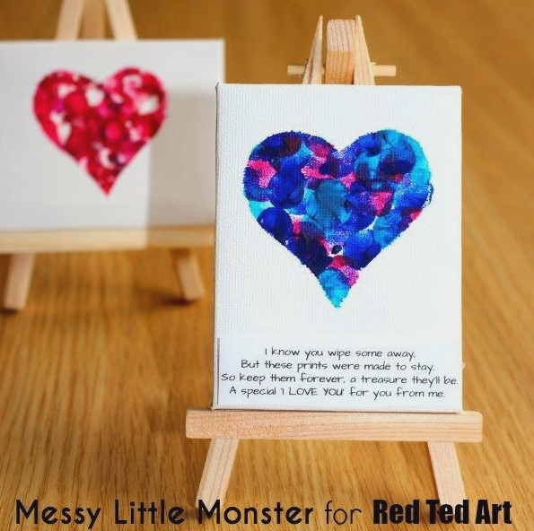 Fingerprint heart keepsakes for Valentine's and Mother's Day