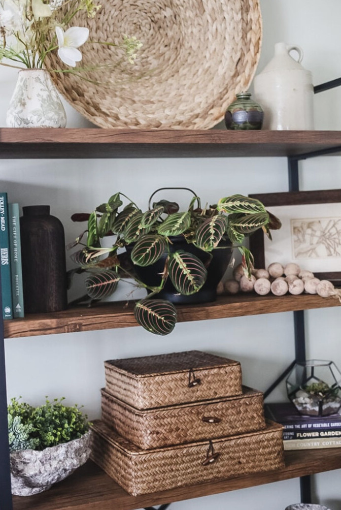 bookcase with decor