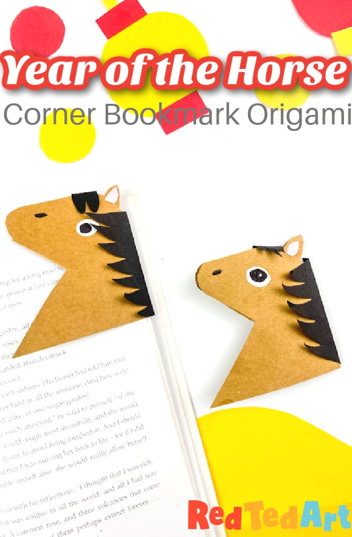 year of the horse corner bookmark