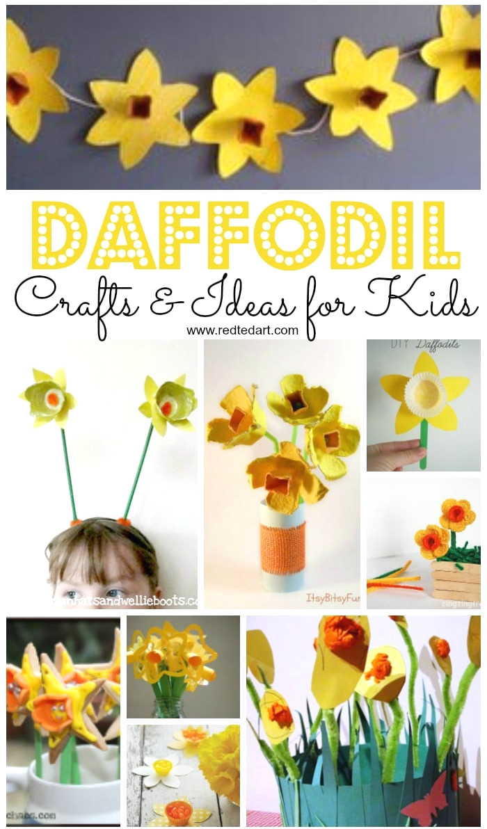Daffodil Crafts for Preschoolers and Kids. These cheerful Daffodil Crafts are ideal Spring Crafts, St David's Day Crafts, and Mother's Day projects. Such a bright and happy daffodil craft!! #Daffodils #Daffodilcrafts #stdavidsday #spring #springflowers