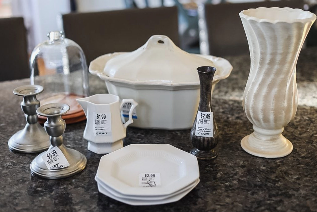 collection of thrift store home decor