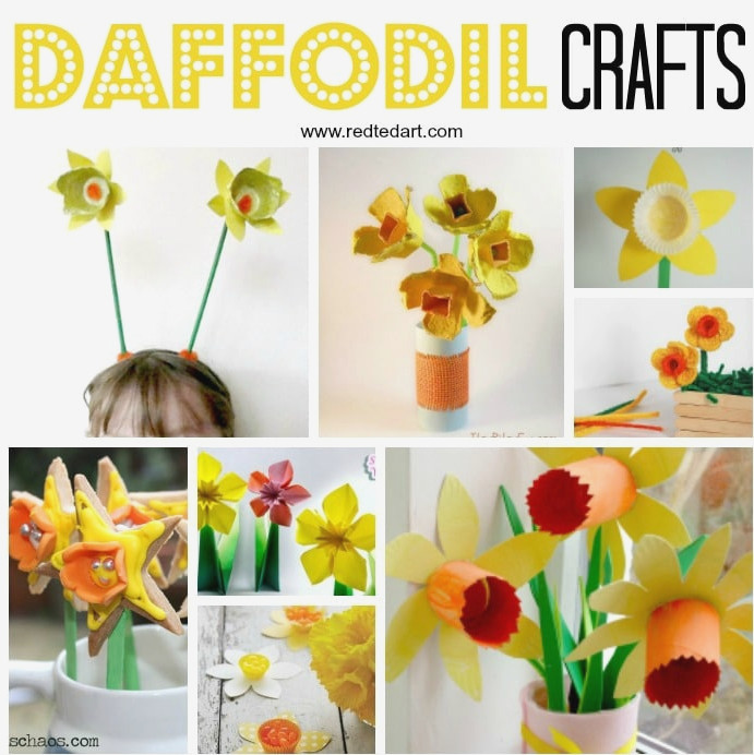 Daffodil Crafts for Preschoolers and Kids. These cheerful Daffodil Crafts are ideal Spring Crafts, St David's Day Crafts, and Mother's Day projects. Such a bright and happy daffodil craft!! #Daffodils #Daffodilcrafts #stdavidsday #spring #springflowers
