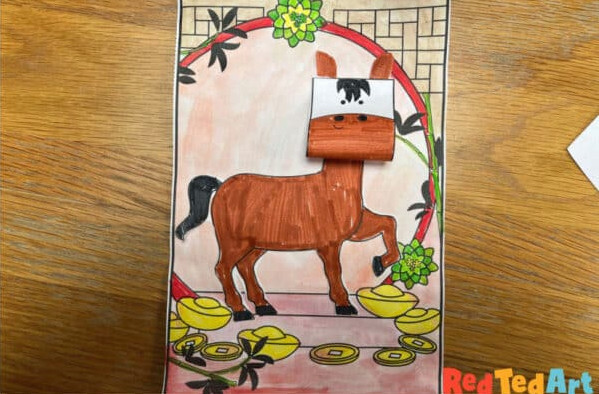 three-dimensional horse coloring sheet