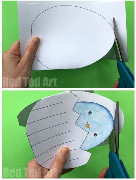 Easter Egg Card - cutting out with kids