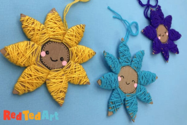 flowers wrapped with yarn